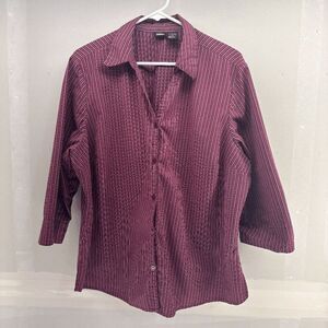 Mossimo Womens Stretch Button Down Gold Metallic Thread Throughout Size 20W EUC